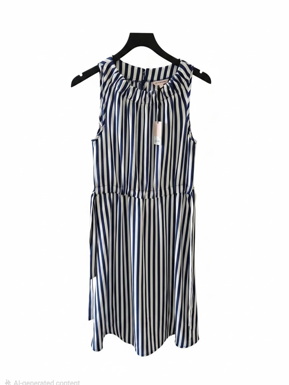 NWT Juicy Couture Navy and White Vertical Stripe Sleeveless Midi Dress